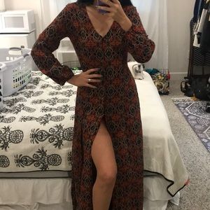 Long-sleeved button down maxi dress